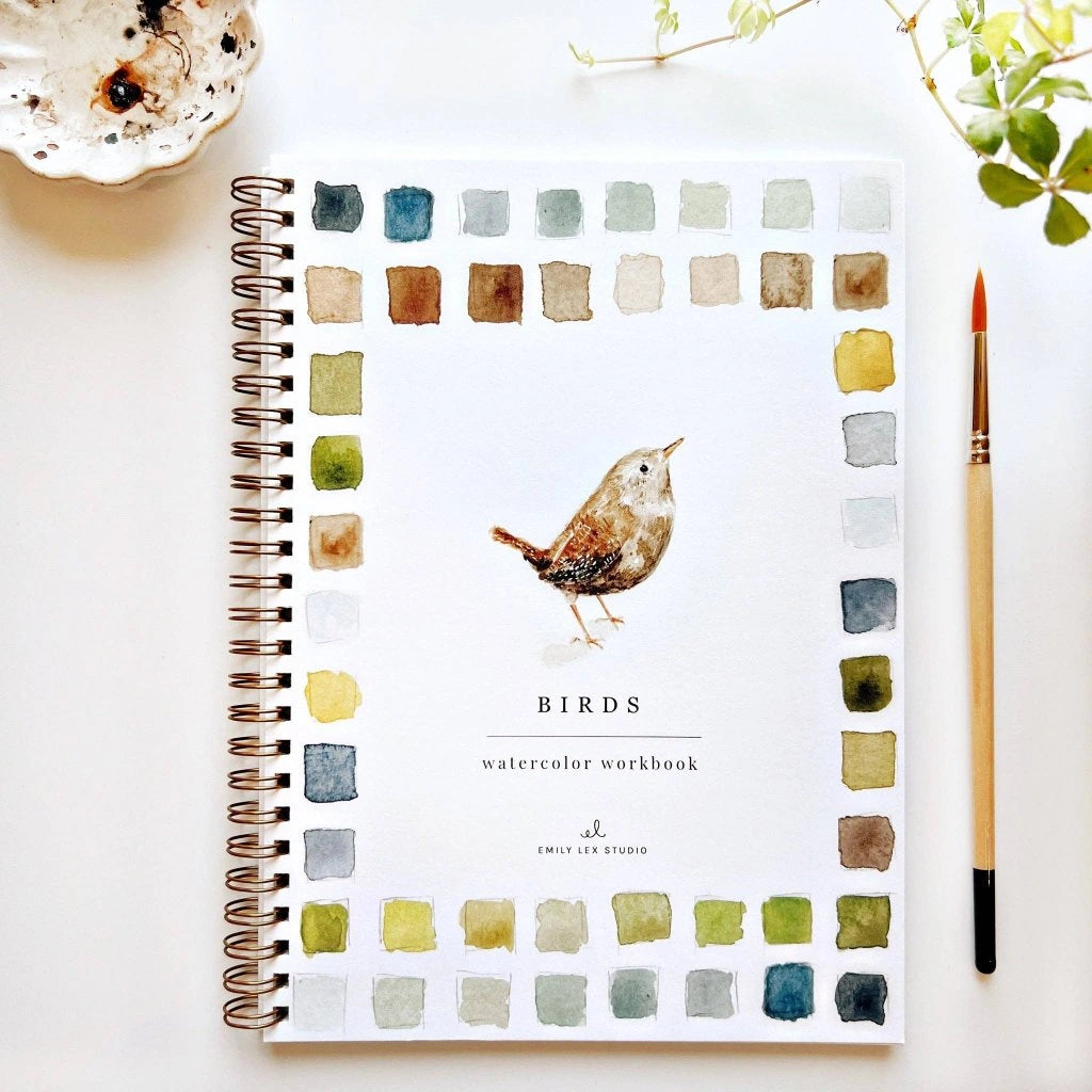  The Birds Watercolor Workbook includes 12 bird illustrations with an example of the finished painting, step-by-step instructions, and a lightly illustrated sketch for you to paint. Available from Seattle florist and gift basket company, Campanula Design Studio in the Magnolia neighborhood.