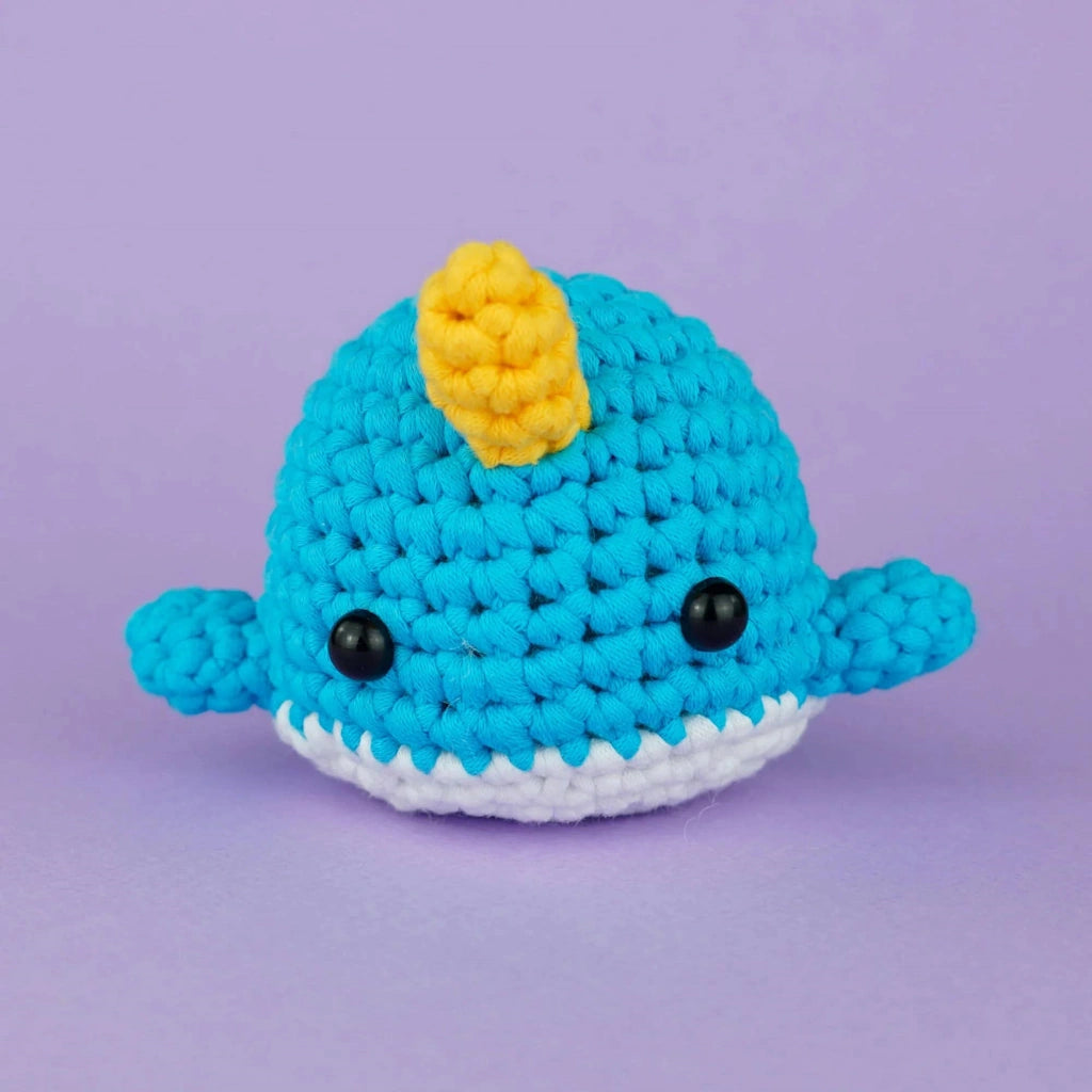 ntroducing Bjorn the Narwhal!

The Woobles Narwhal Crochet Kit is perfect for beginners!

The kit includes all the materials you need, plus step-by-step video tutorials that expertly guide you through each stitch and technique necessary to create your very own creature. 