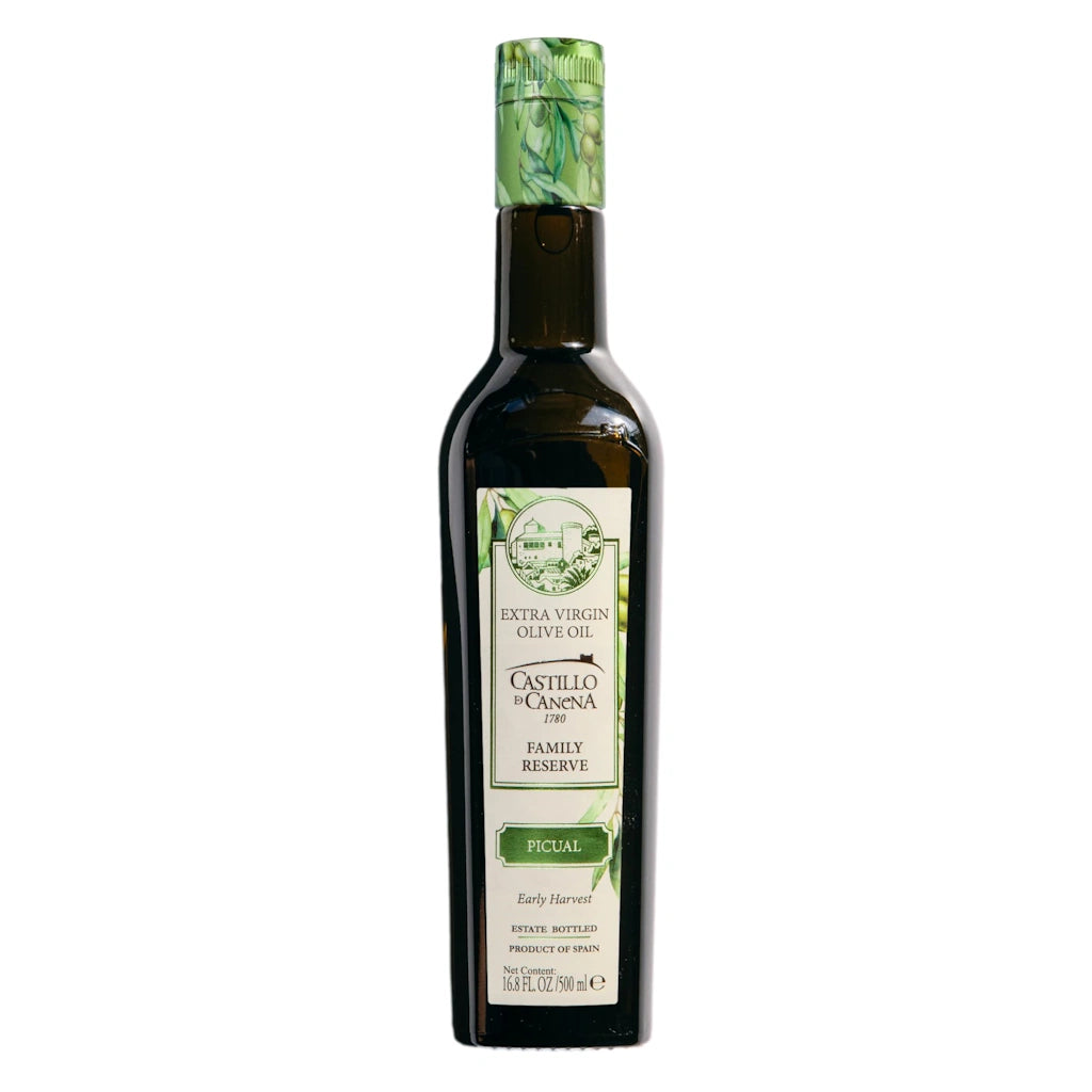 Castillo Canena 1789 Family Reserve Olive Oil - This mild-intensity extra virgin olive oil produced from Picual olives has notable aromas of olives and grass. Hall of Fame award winner in 2023 from Flos Olei. Try pairing with bitter green salads and roasted/grilled vegetables.