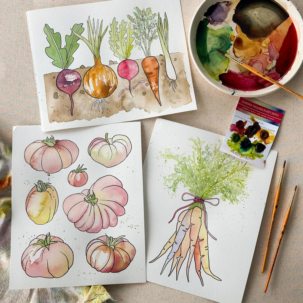 For your gardening painting crafty friend, this watercolor garden veggies kit is available at Campanula Design Studio in Seattle.