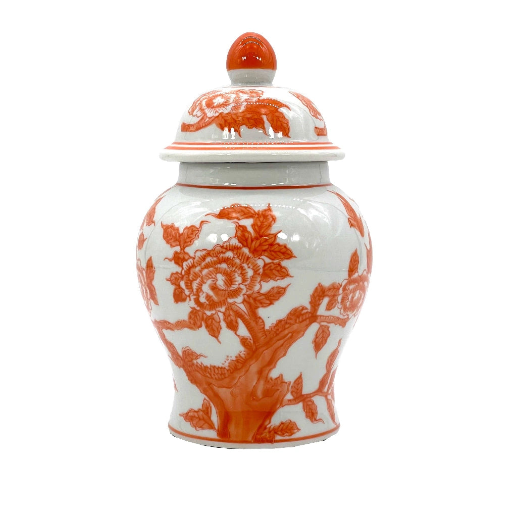 From Campanula Design in Seattle: "Chinoiserie" - A Custom Floral Design in an Orange & White Ginger Jar.