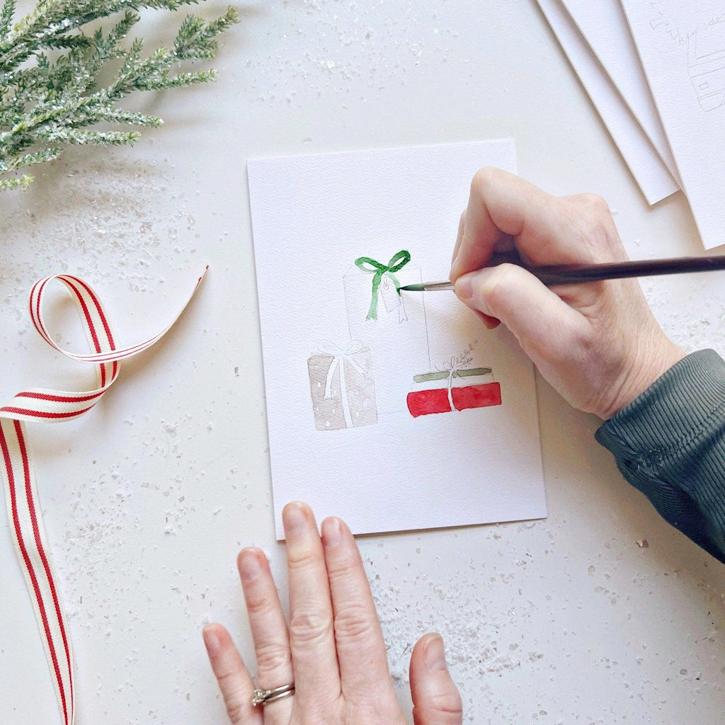 Paint your own special Christmas cards to send to loved ones this year with these Christmas cheer printable notecards from Campanula Design Studio, Seattle florist and gift basket company in Magnolia.