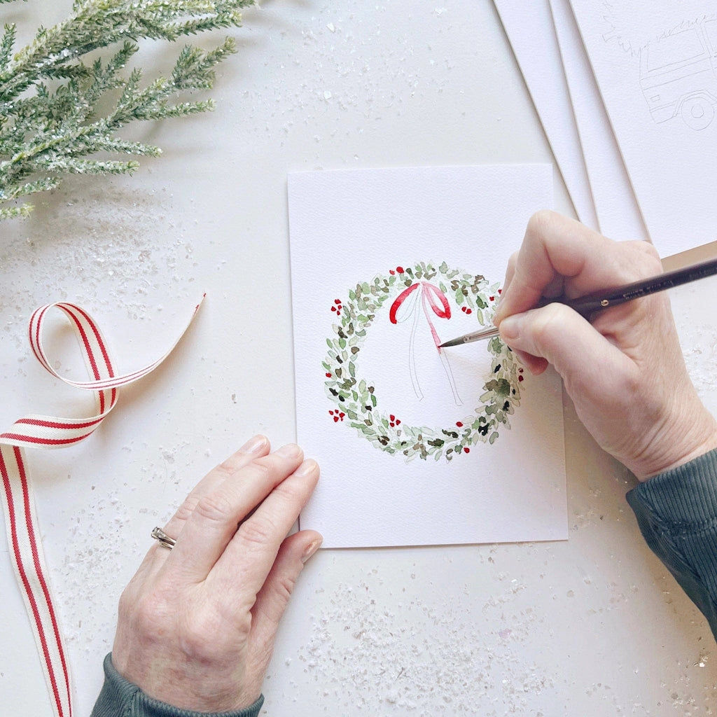 Paint your own special Christmas cards to send to loved ones this year with these Christmas cheer printable notecards from Campanula Design Studio, Seattle florist and gift basket company in Magnolia.