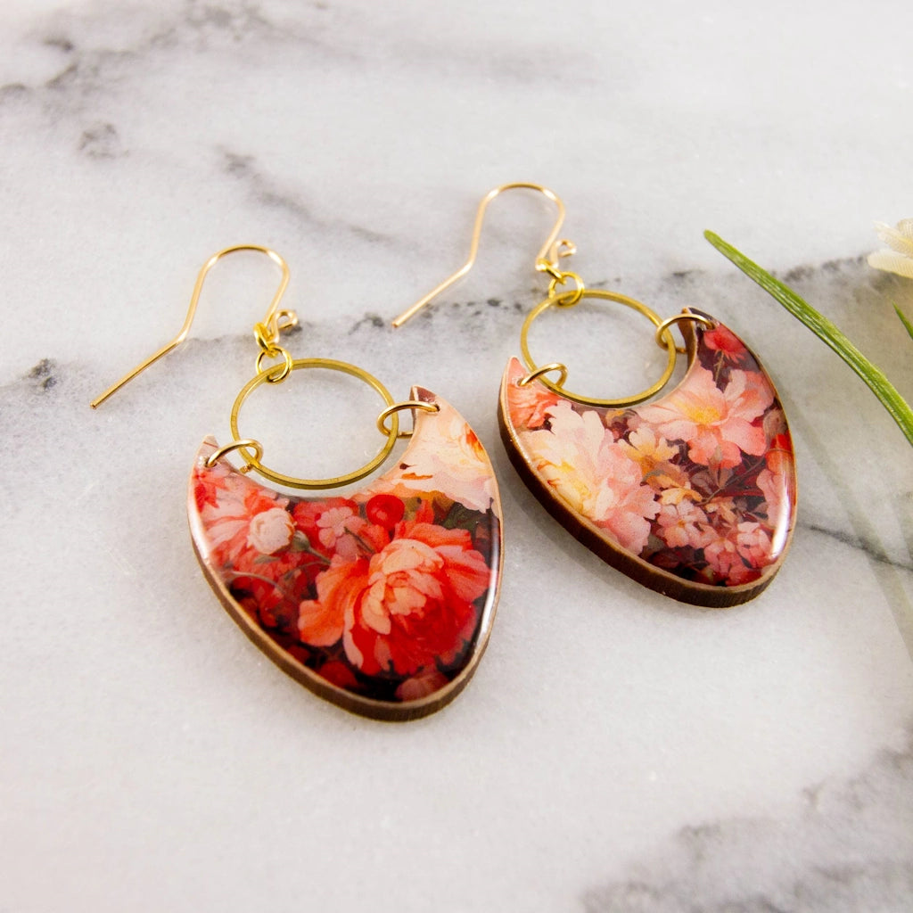 Floral Brass Ring Earrings from Campanula Design Studio in Seattle.