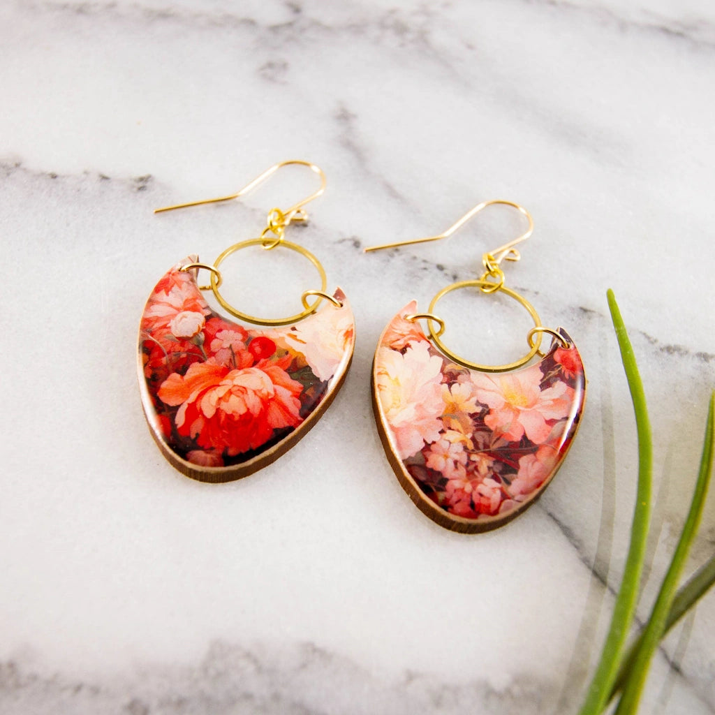 Floral Brass Ring Earrings from Campanula Design Studio in Seattle.