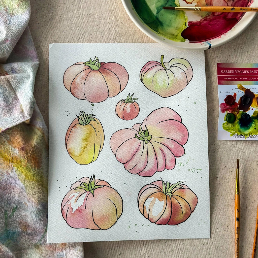 For your gardening painting crafty friend, this watercolor garden veggies kit is available at Campanula Design Studio in Seattle.