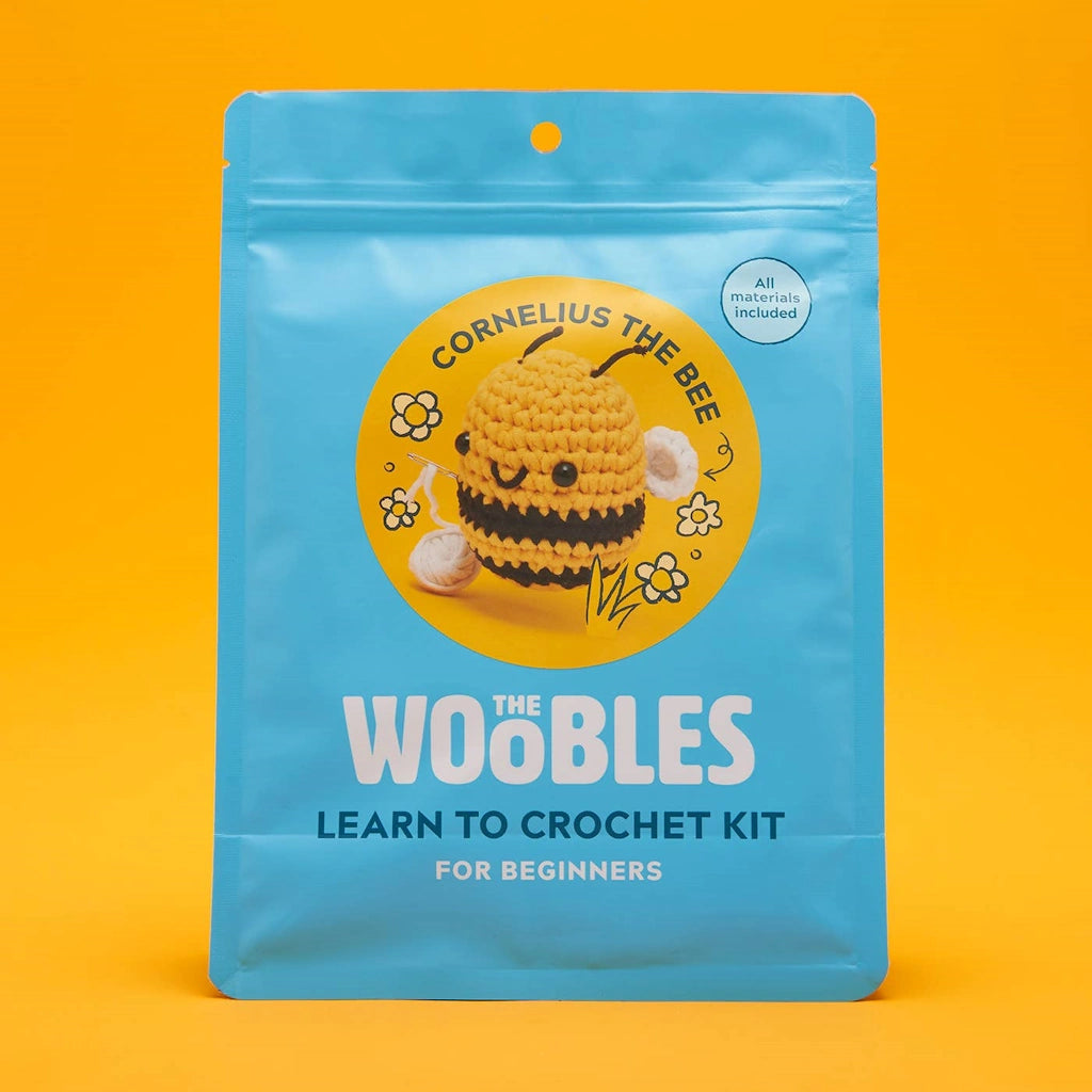 Introducing Cornelius the Bee!

The Woobles Bee Crochet Kit is perfect for beginners!

The kit includes all the materials you need, plus step-by-step video tutorials that expertly guide you through each stitch and technique necessary to create your very own creature. 