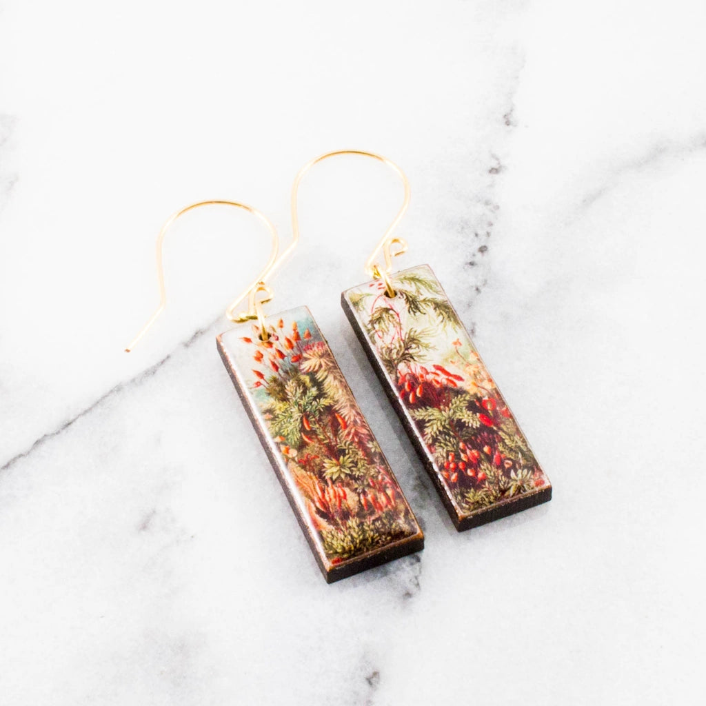 These beautiful Forest Floor earrings are available from Campanula Design Studio in Seattle.