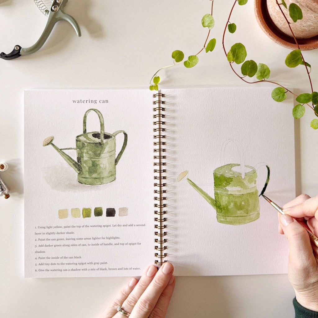 Watercolor workbooks are just like a coloring book, but with watercolor! This garden themed watercolor book is perfect for artists of any age. This book makes a perfect gift for your crafty friend. Available from Campanula Design Studio for nationwide shipping, or combine it with a flower arrangement, gift basket, or houseplant for the perfect gift delivery in the greater Seattle area.