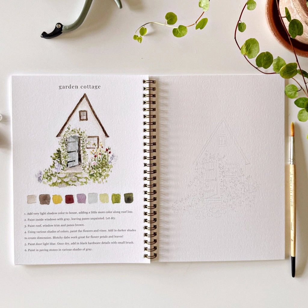 Watercolor workbooks are just like a coloring book, but with watercolor! This garden themed watercolor book is perfect for artists of any age. This book makes a perfect gift for your crafty friend. Available from Campanula Design Studio for nationwide shipping, or combine it with a flower arrangement, gift basket, or houseplant for the perfect gift delivery in the greater Seattle area.