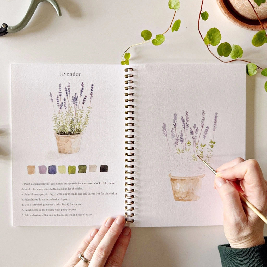 Watercolor workbooks are just like a coloring book, but with watercolor! This garden themed watercolor book is perfect for artists of any age. This book makes a perfect gift for your crafty friend. Available from Campanula Design Studio for nationwide shipping, or combine it with a flower arrangement, gift basket, or houseplant for the perfect gift delivery in the greater Seattle area.