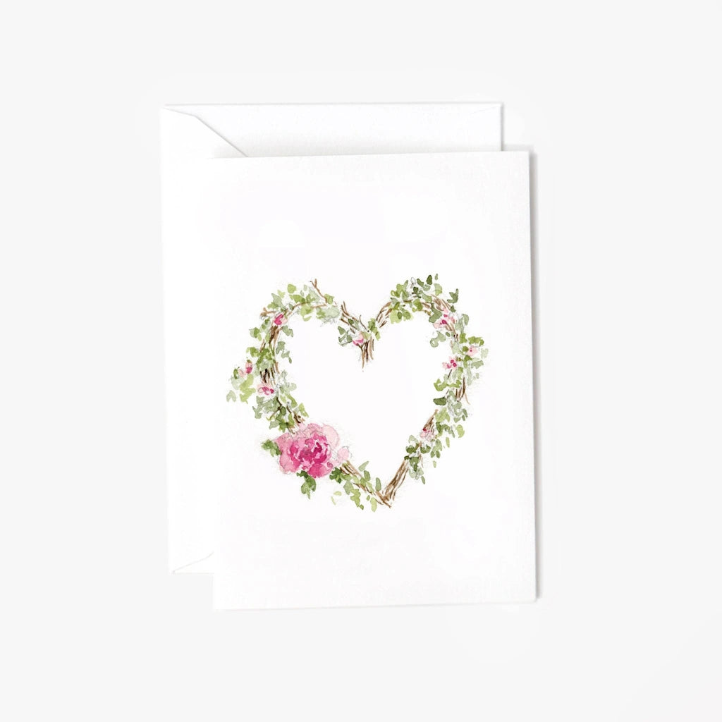 This heart wreath mini-notecard is the perfect tiny card for greetings or accompanying one of our floral designs. Available on its own for nationwide shipping, or combine it with one of our flower arrangements, houseplants, or gift baskets for delivery in the greater Seattle area.