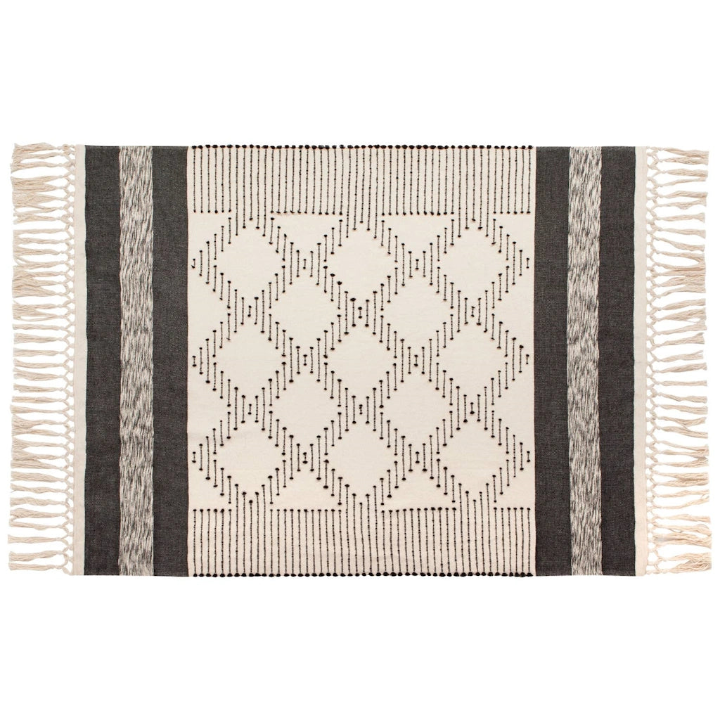 This black and cream throw makes a perfect picnic blanket. Available from Campanula Design Studio in Seattle.