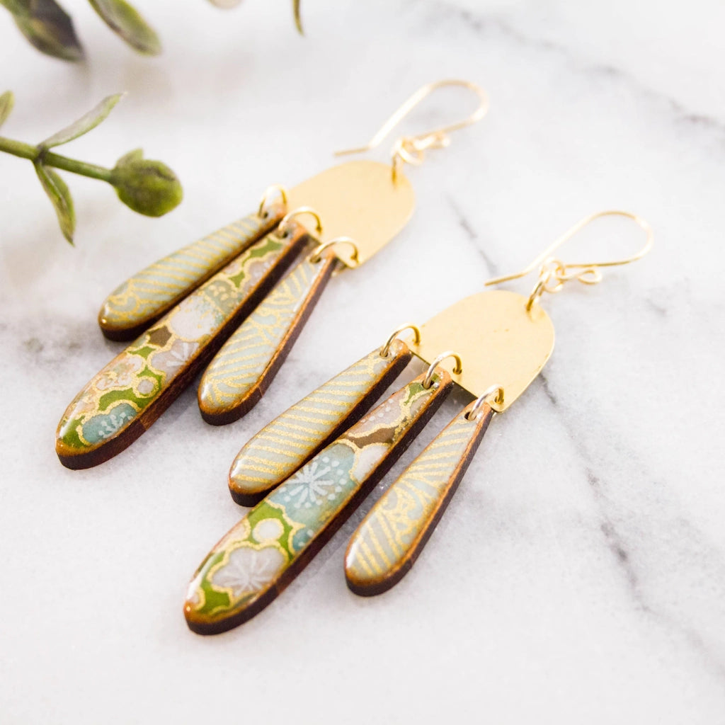 Japanese Triple Raindrop Earrings available from Gift Basket and Florist Shop, Campanula Design Studio of Seattle.