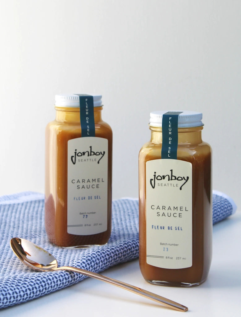 Delicious, classic sea salt caramel sauce available from Campanula Design Studio in Seattle.