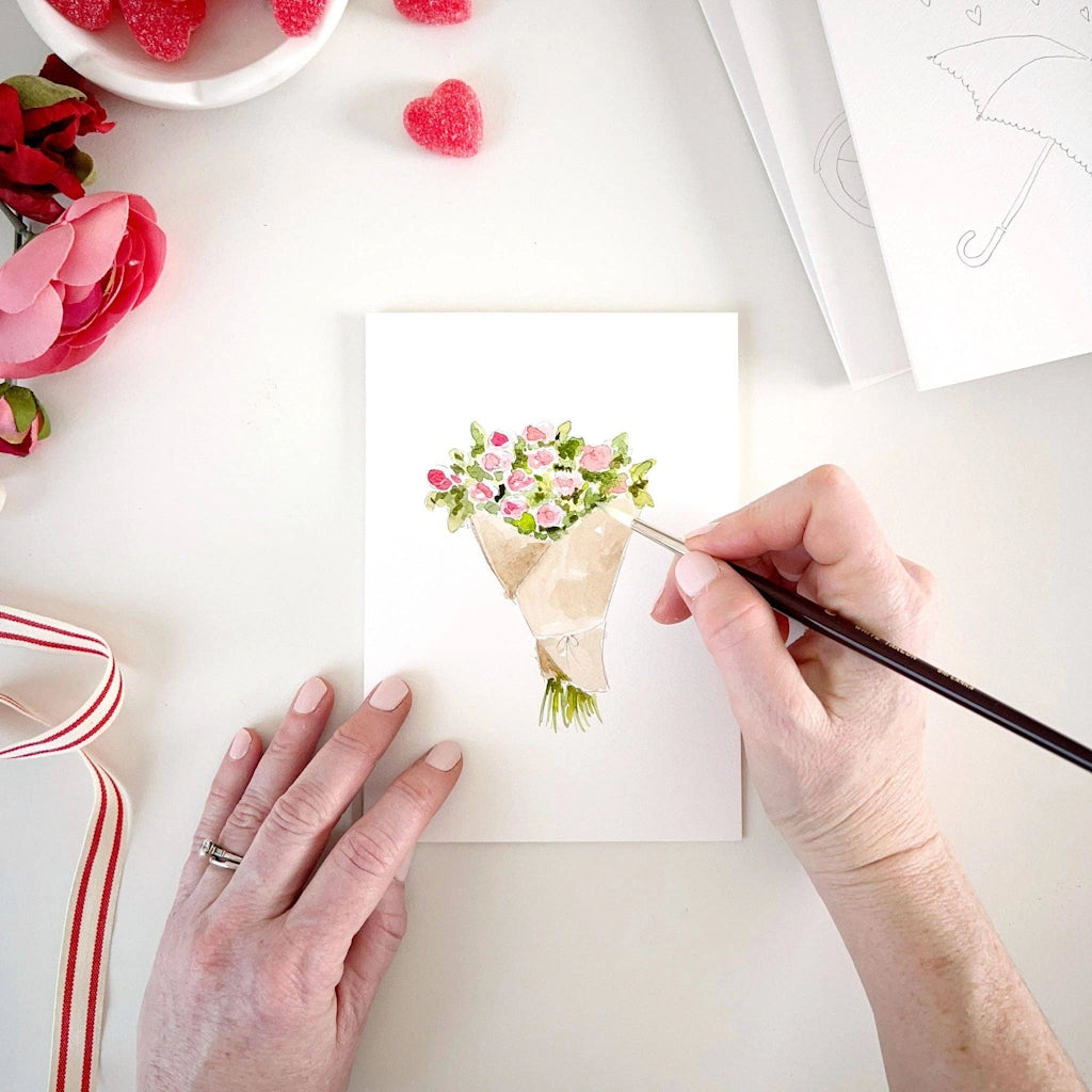 Paint your own watercolor cards to send to loved ones! Available on their own or as part of a Seattle flower delivery or gift basket from Campanula Design Studio in Magnolia.