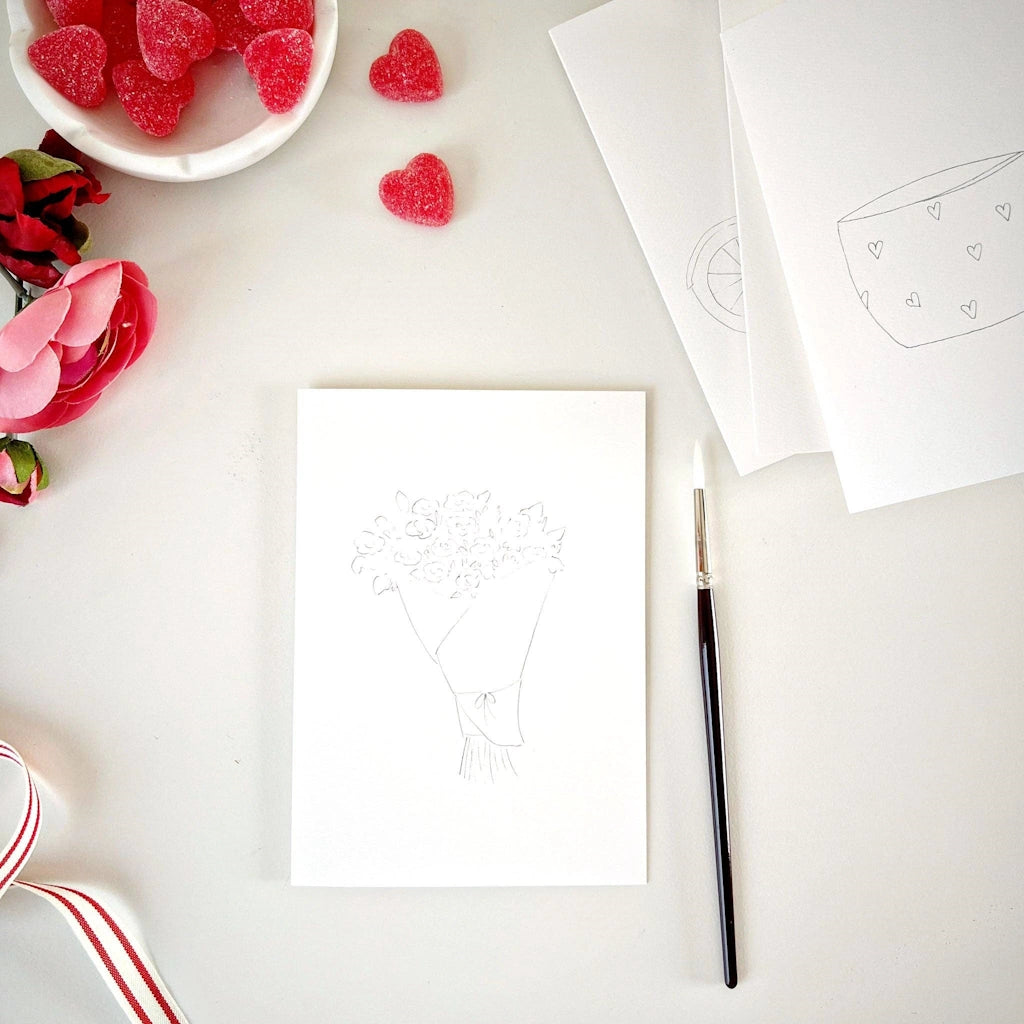 Paint your own watercolor cards to send to loved ones! Available on their own or as part of a Seattle flower delivery or gift basket from Campanula Design Studio in Magnolia.