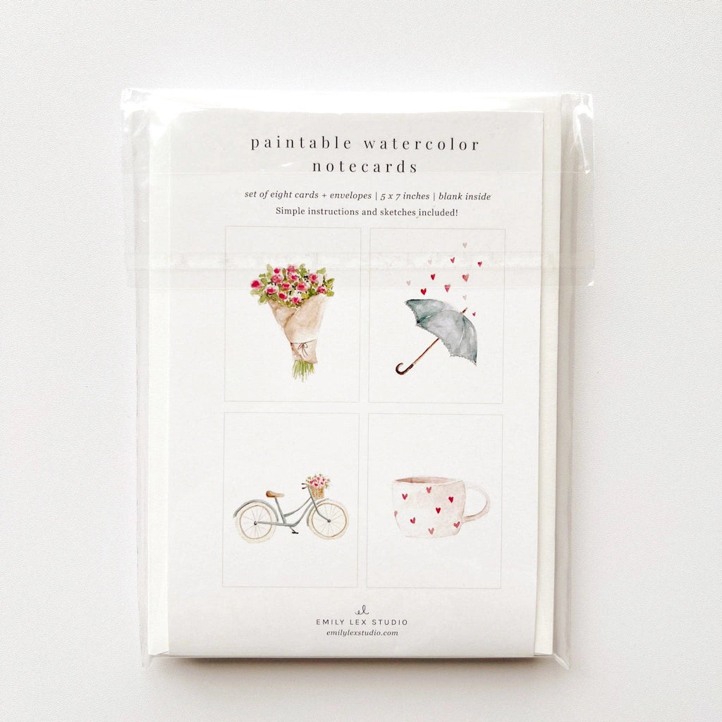 Paint your own watercolor cards to send to loved ones! Available on their own or as part of a Seattle flower delivery or gift basket from Campanula Design Studio in Magnolia.