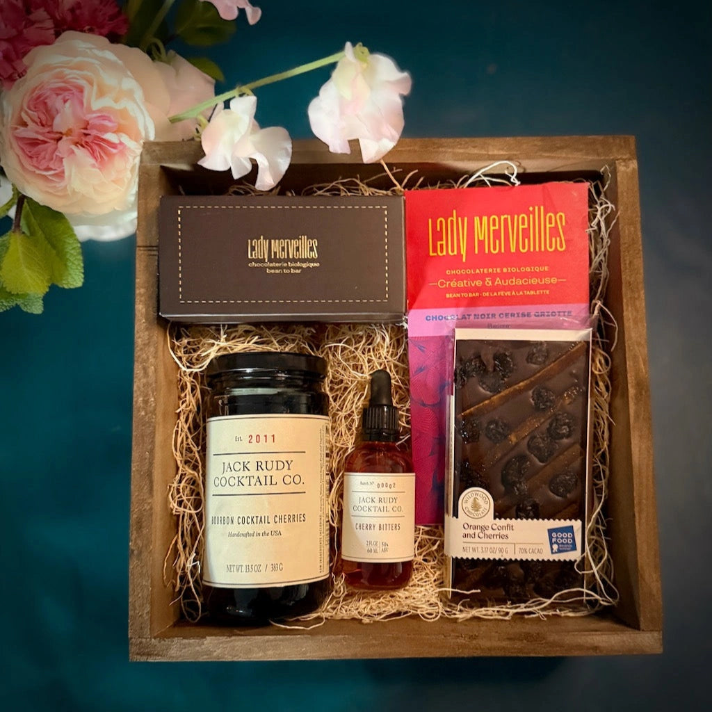 Valentine's Day is a perfect occasion for this delicious gift box of treats. Available from Campanula Design Studio, Seattle's premiere gift basket company and florist.