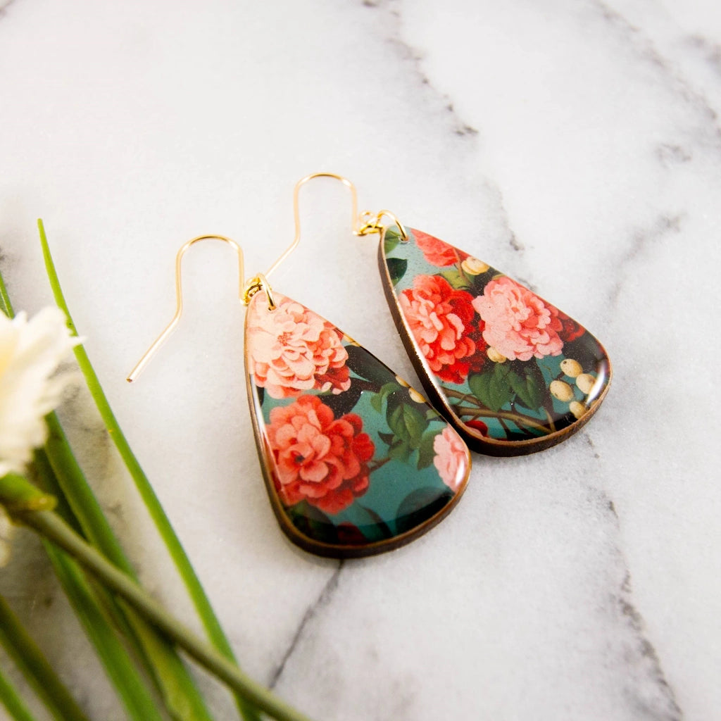 From Campanula Design Studio: Pink Blossom Oversize Teardrop Earrings. Available for pick up in our Seattle flower shop in Magnolia, or nationwide shipping. Add them to one of our flower arrangements, gift baskets, or houseplants for the perfect gift!