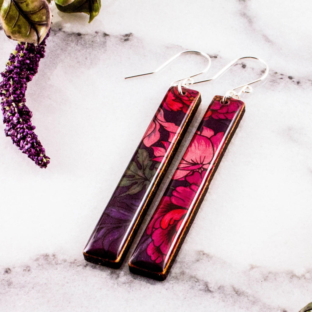 These "Purple Peony Bar Earrings" make a perfect gift for yourself or for a friend. Available from Seattle florist, Campanula Design Studio in Seattle.