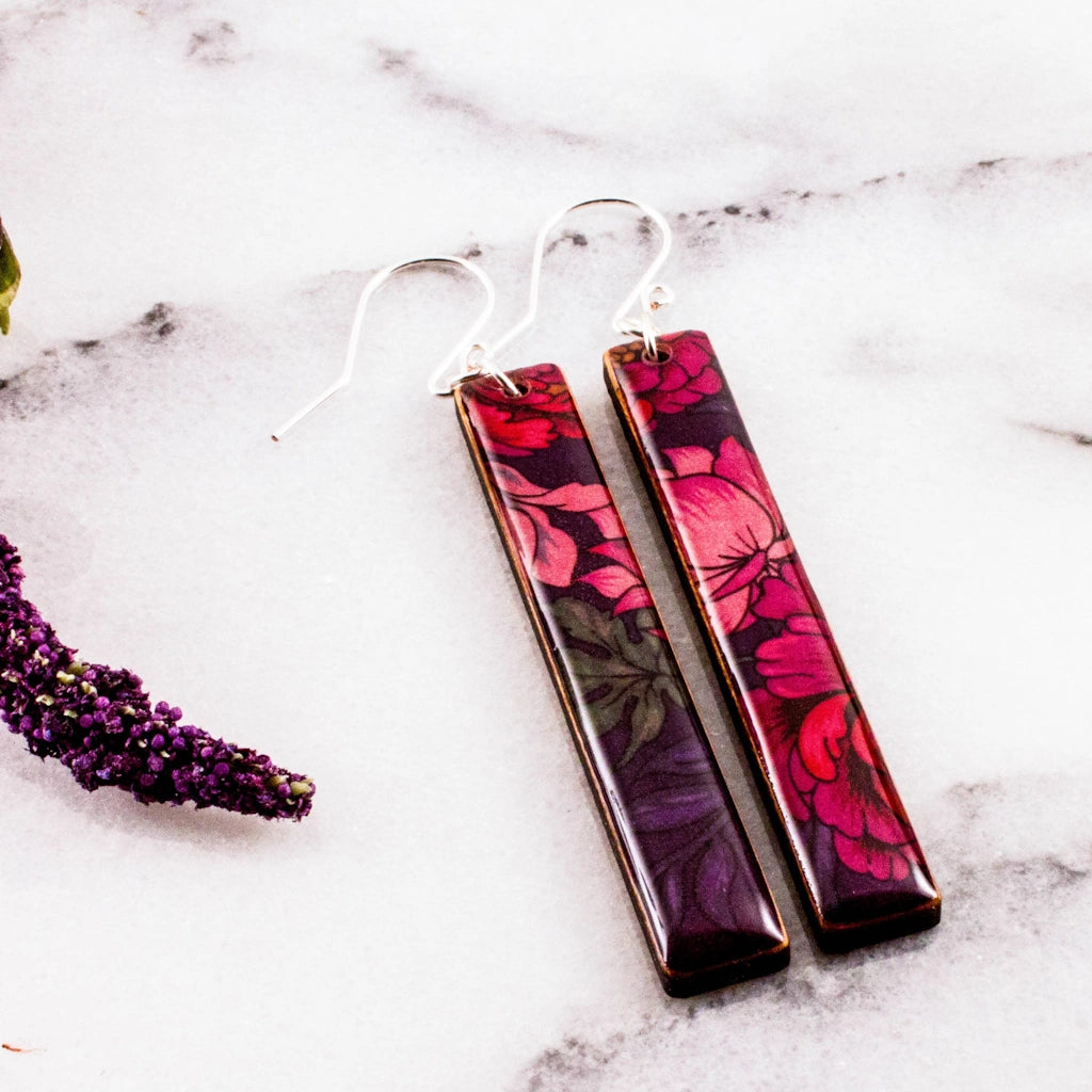 These "Purple Peony Bar Earrings" make a perfect gift for yourself or for a friend. Available from Seattle florist, Campanula Design Studio in Seattle.