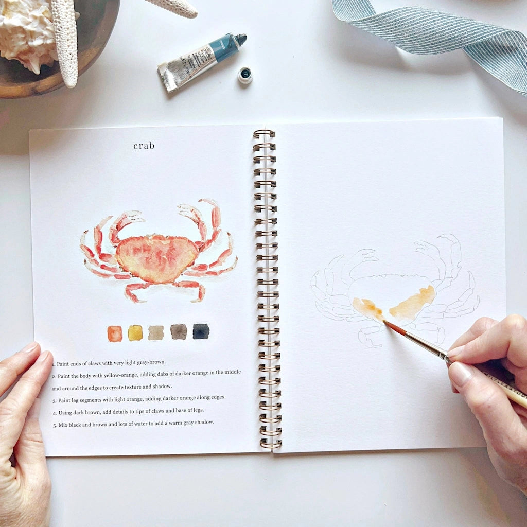 The Seaside Watercolor Workbook includes 12 coastal-themed illustrations with an example of the finished painting, step-by-step instructions, and a lightly illustrated sketch for you to paint. Available from Seattle gift shop, Campanula Design Studio in Magnolia. Purchase on its own for nationwide shipping, or combine with a gift basket, floral arrangment, or houseplant for the perfect gift.