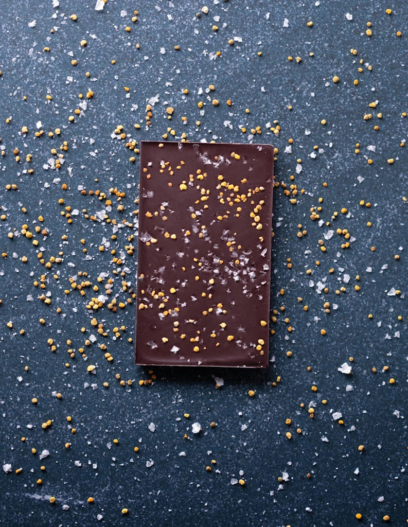 Campanula Design Present's Spinnaker Chocolate's Uganda 70% chocolate bar with Bee Pollen and Salt. Bright, floral bee pollen, Jacobsen Sea Salt, and Spinnaker's classic Uganda bar combine to put a Spring in your step! Available from our gift shop in Magnolia, or ship nationwide. Consider a Seattle gift delivery by adding this to one of our gift baskets, flower arrangements, or houseplants.