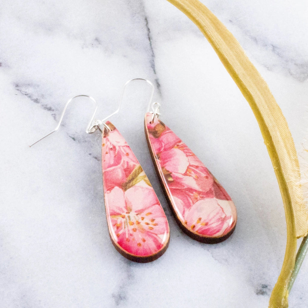 These Teardrop Pink Watercolor Cherry Blossom Earrings make the perfect gift. Available from Seattle florist, Campanula Design Studio in Seattle.