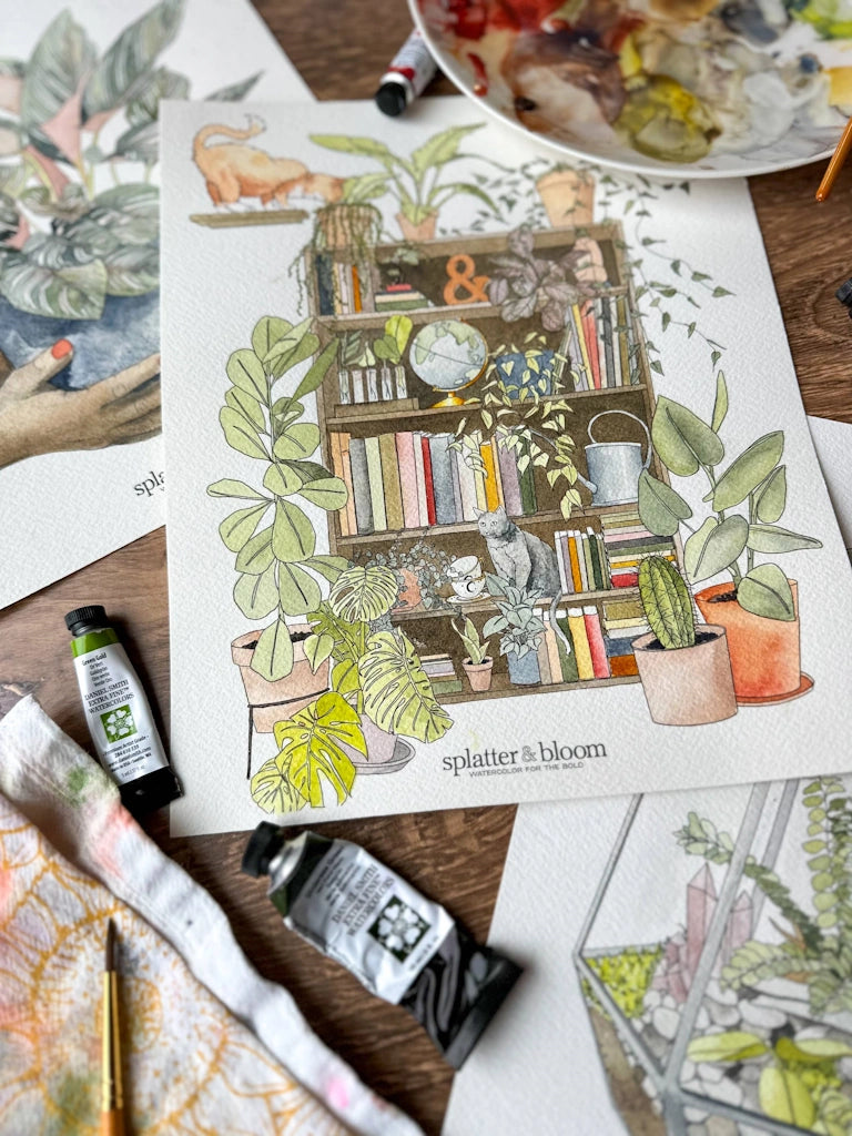 Watercolor kit, for adults, for kids, gift ideas, beginner watercolor, indoor activity, indoor plant theme. Available from Campanula Design Studio in Seattle.